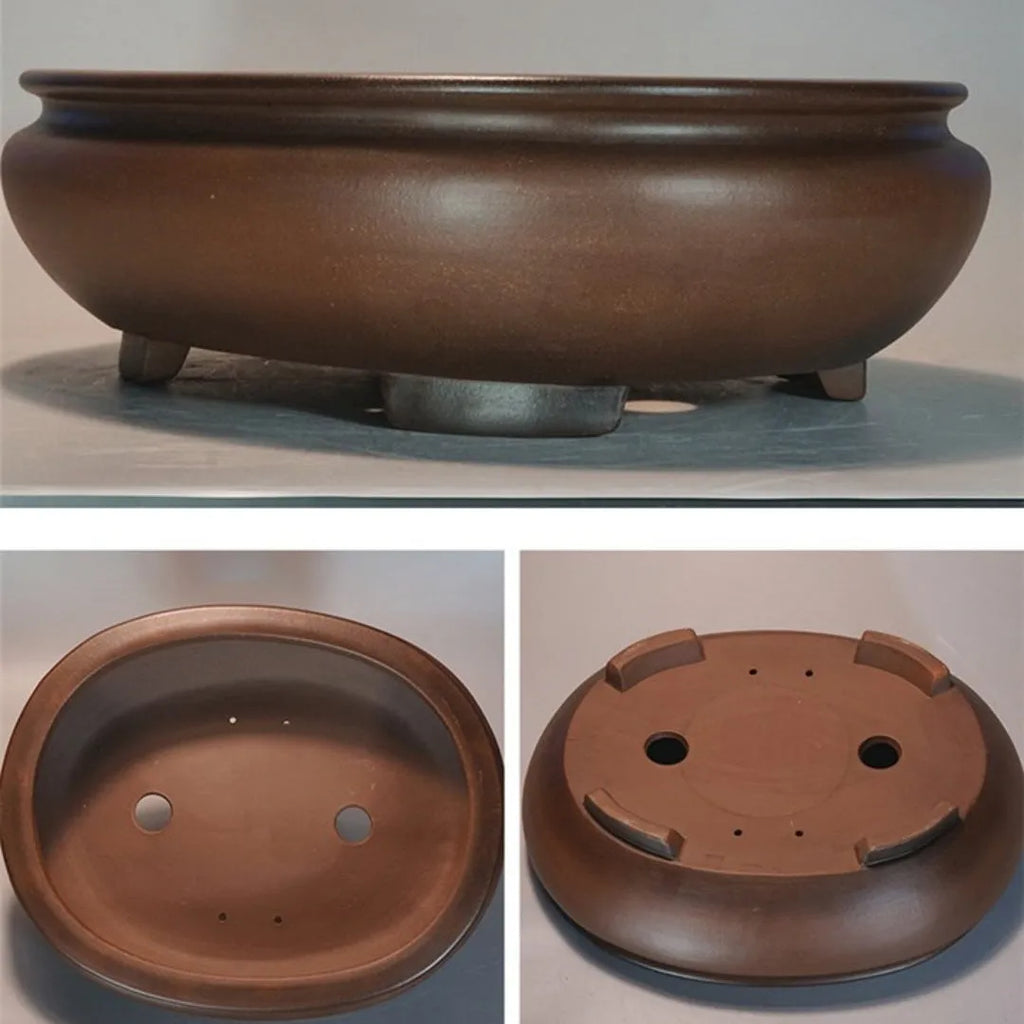 Purple clay handmade desktop flowerpot with classical styling for indoor office or home gardening