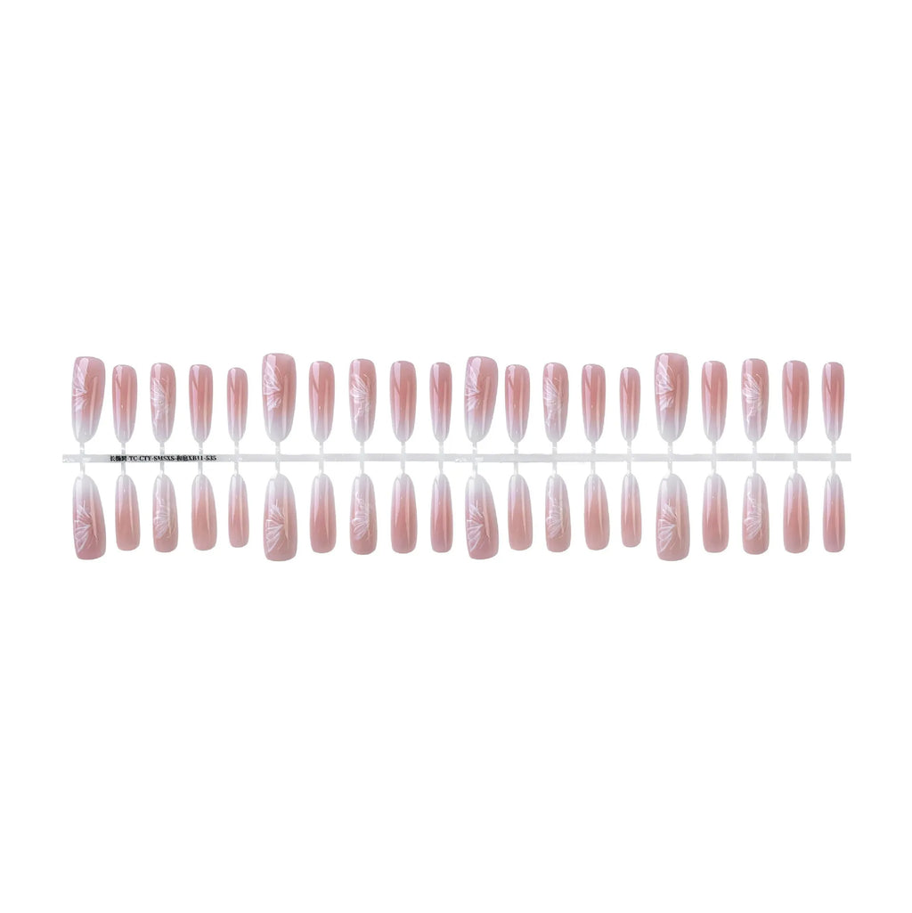 Chinese style butterfly oval almond press-on nails 40pcs matte and glossy finish options on display