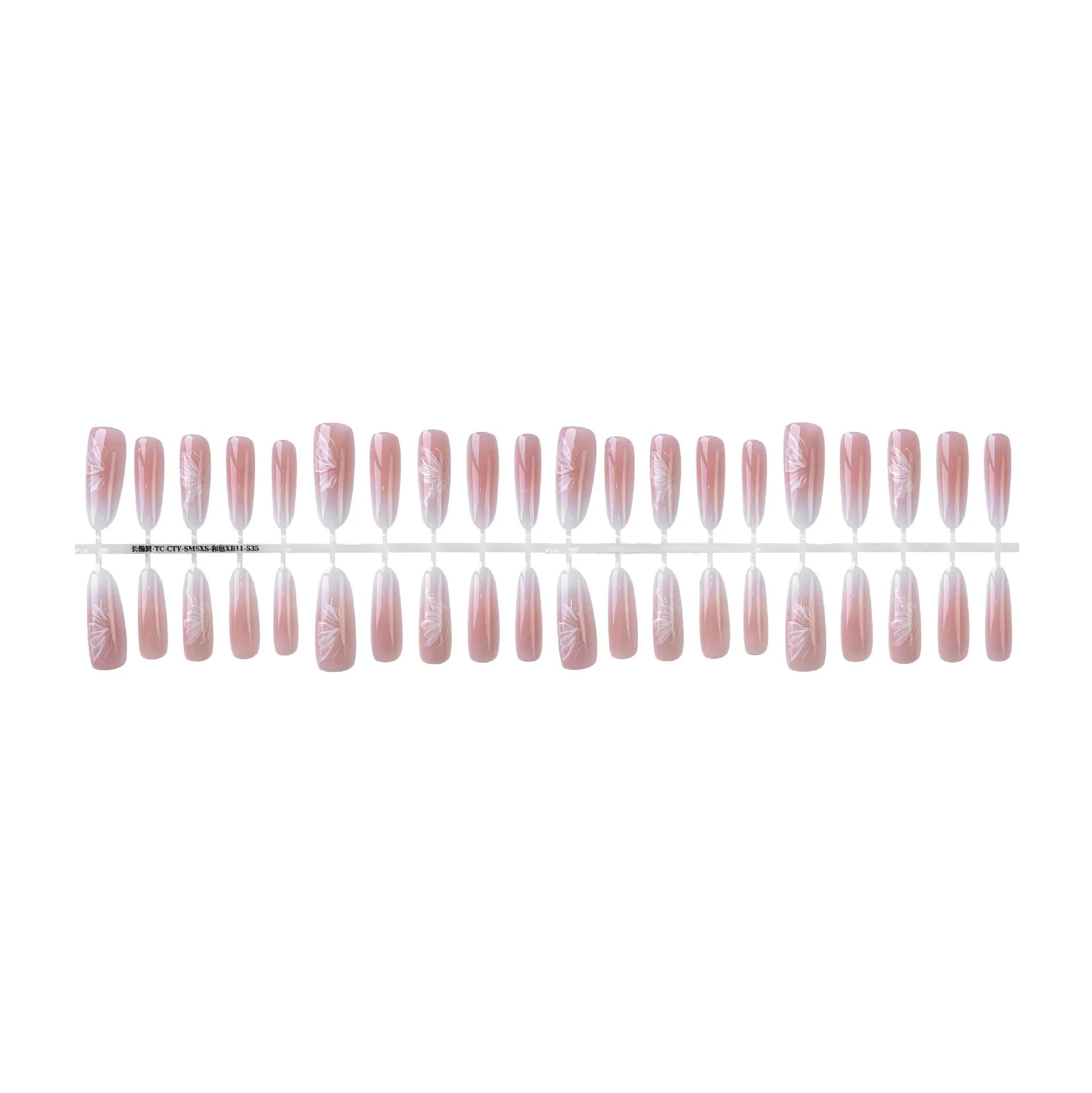 Chinese style butterfly oval almond press-on nails 40pcs matte and glossy finish options on display