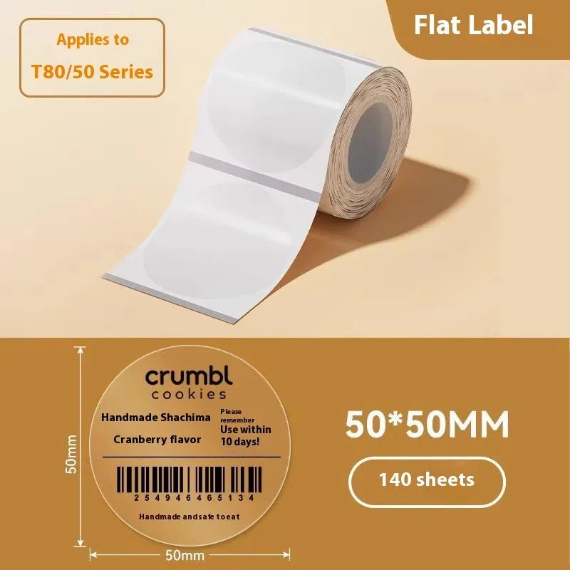 Pack of transparent waterproof adhesive label stickers in various rectangular and round sizes on a sheet.