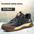 Flyknit work safety shoes in leather with rubber sole for construction and warehouse use