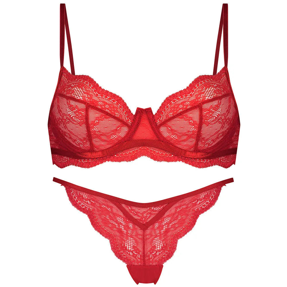 Women's black French bra suit bikini set with double shoulder straps, shown front on