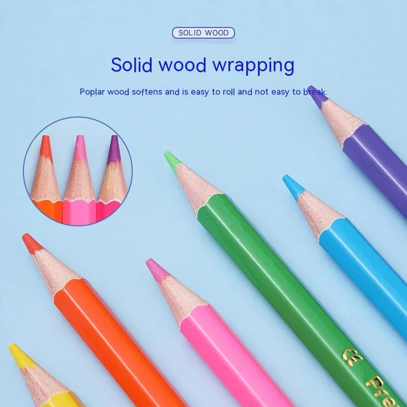 Wooden colour pencil set with double-headed design showing two colours on each pencil