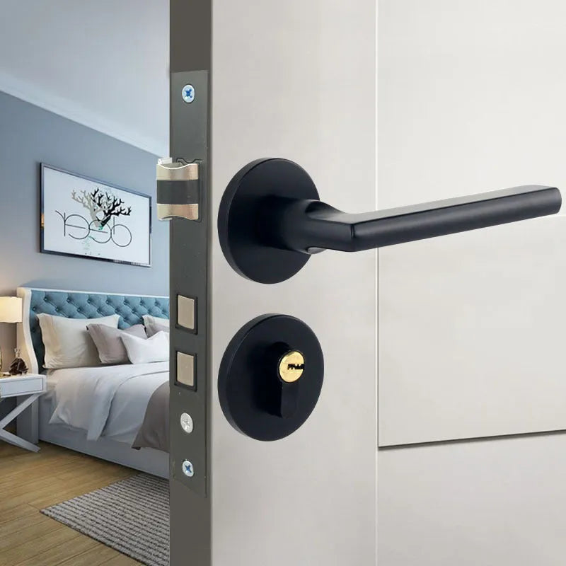 Aluminium alloy split magnetic door lock handle for timber doors