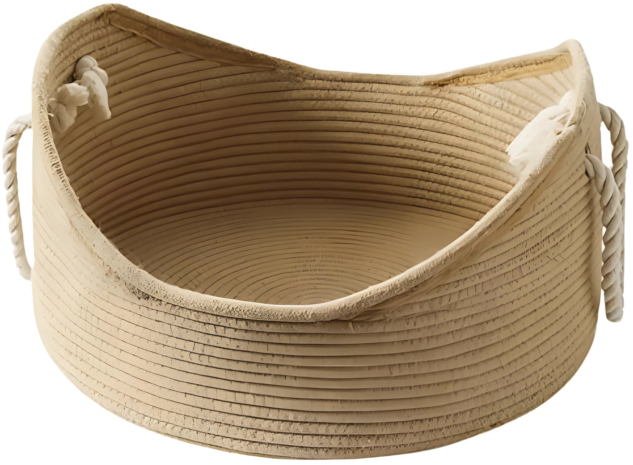 A square wicker cat bed basket with an integrated corrugated cardboard scratching panel on one side.