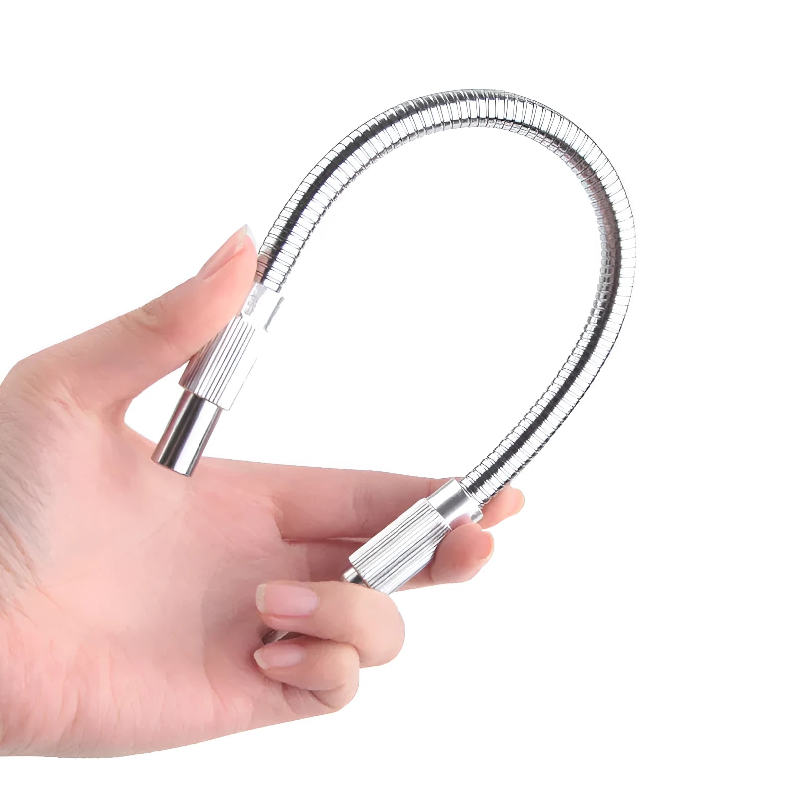 Silver metal flexible shaft extension for rotary tool with 6.35mm shank, 300mm length