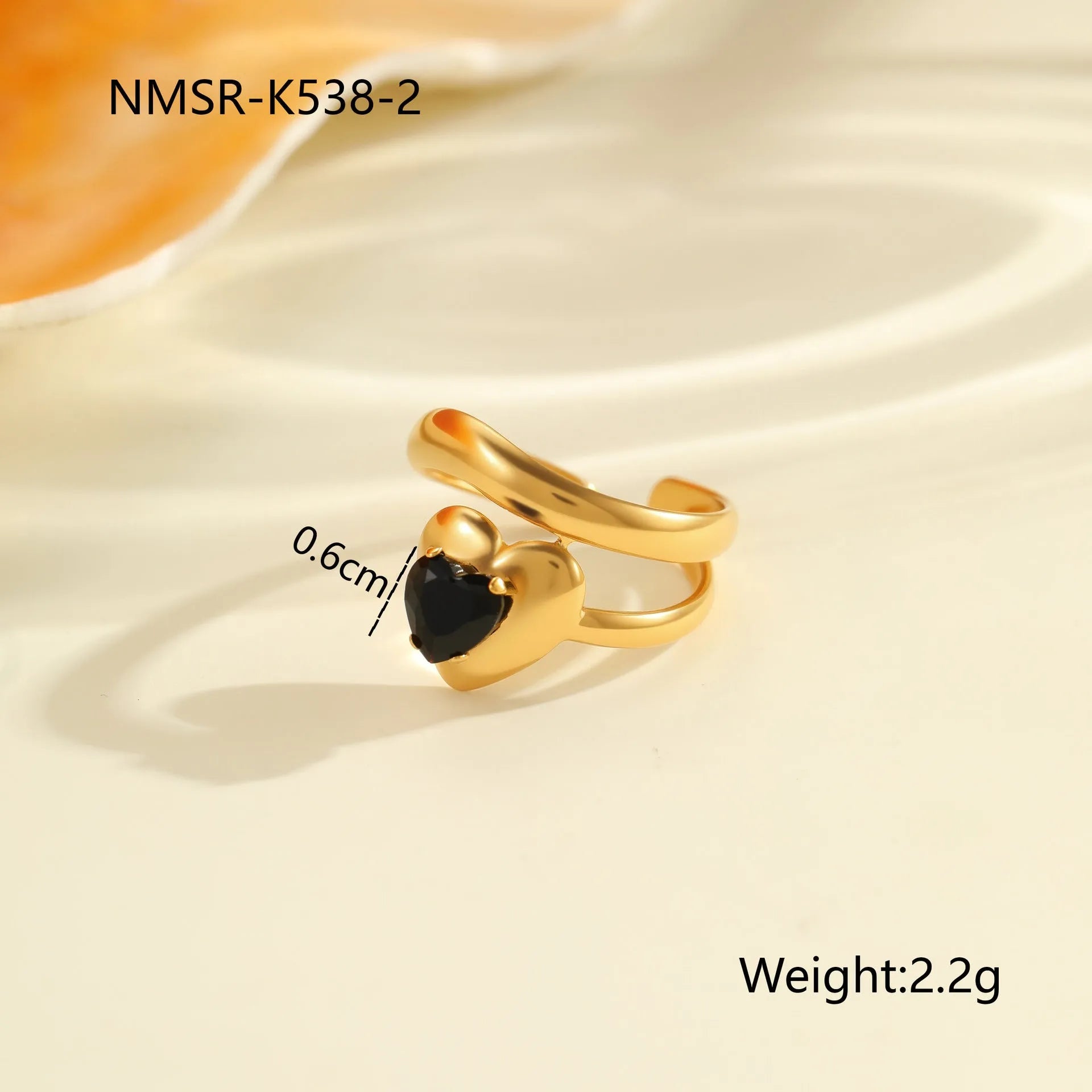 Open mouth adjustable titanium steel ring with geometric design and inlaid zircon details