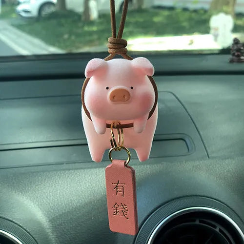 Cute cartoon pig resin figurine car dashboard decoration ornament.