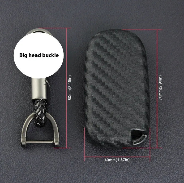 Carbon fibre patterned silicone protection case for Dodge Chrysler Fiat car remote keys with buckle attachment option