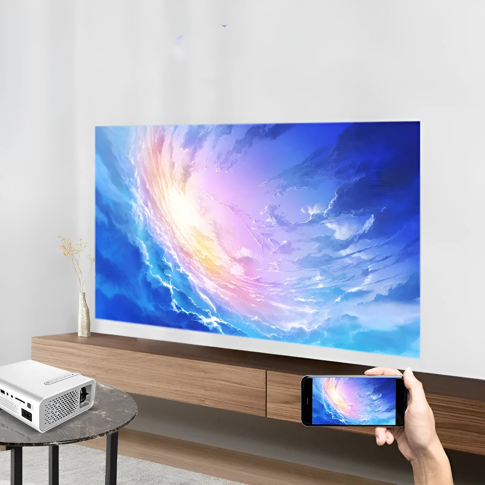 YG530 mini mobile phone projector in black or white projecting wireless screen up to 138 inches