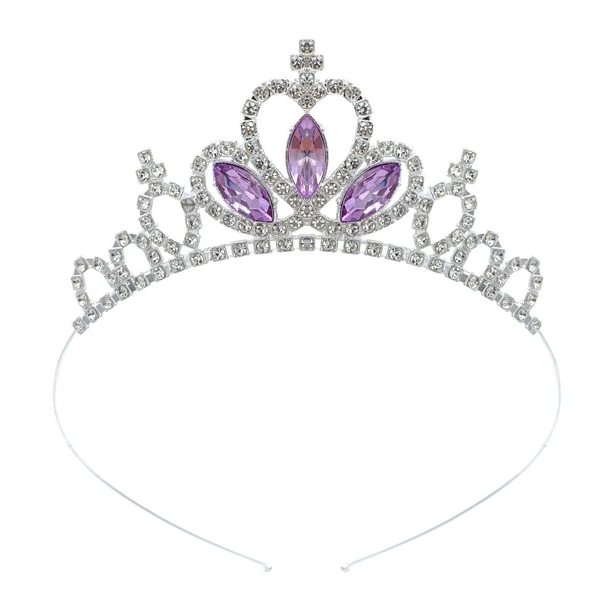 Gold and silver alloy princess crown headdress with electroplated gemstone colour finishes for birthday parties