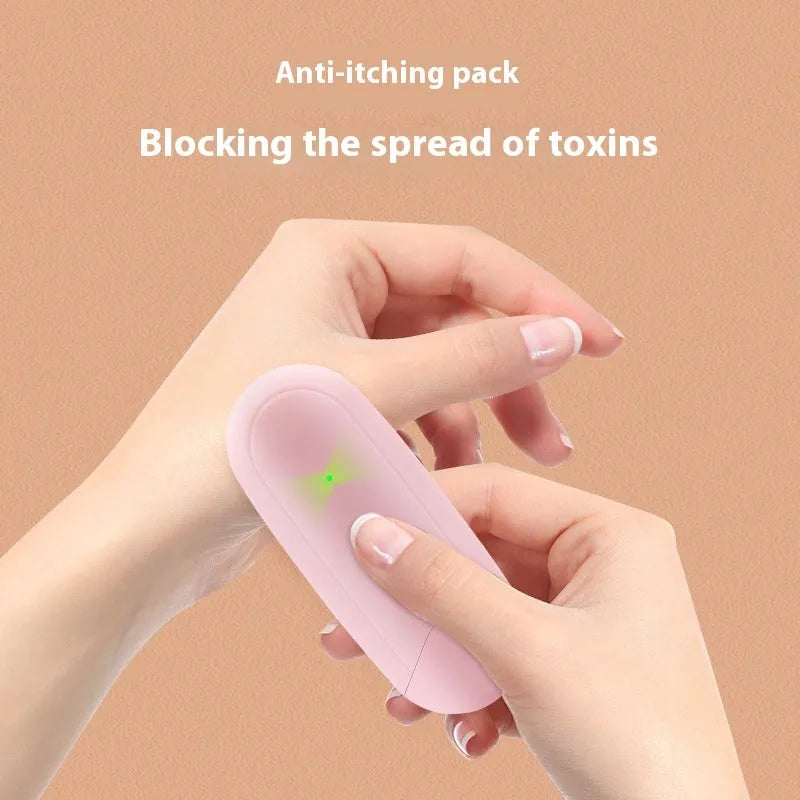 Thermal pulse itching suppressant for mosquitoes and insects in white colour, ABS material device