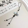 Chinese style plants pattern pendant keychain with baked varnish beads for schoolbag decoration