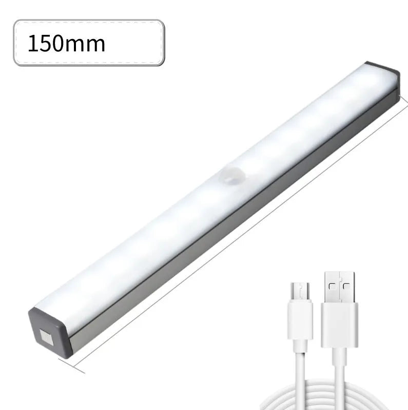 Magnetic USB rechargeable LED closet light with motion sensor in aluminium housing