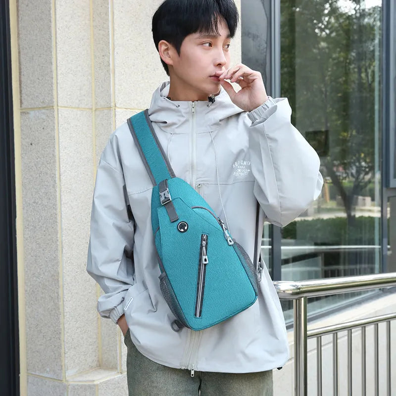 Multifunctional men's shoulder crossbody bag in hard-wearing oxford cloth, large capacity, multiple colour options