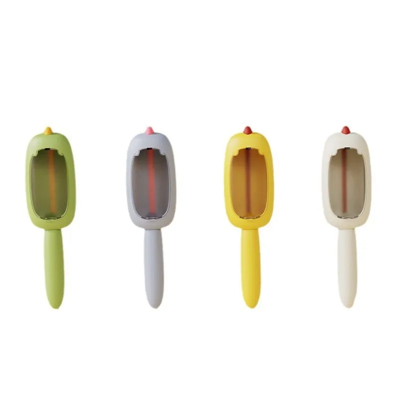 Portable lint roller in four colours blue green white yellow for removing pet hair from clothes