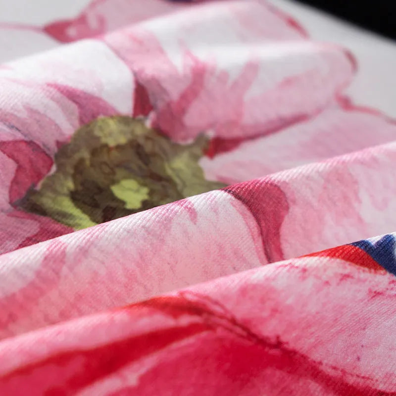 Men's ice silk underwear in polyester with floral print and mid-waist design