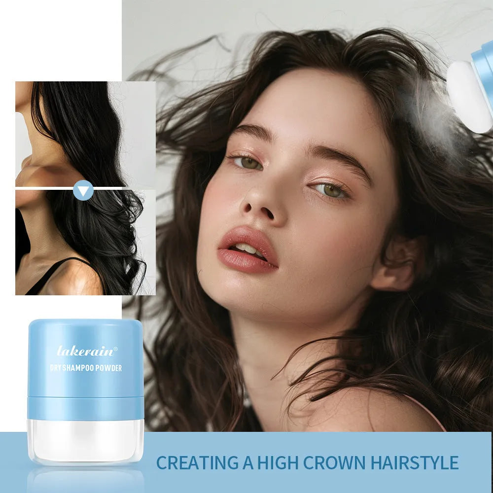 Disposable dry hair powder kit with 5g pod, sponge headband, and mirror for bangs refresh.