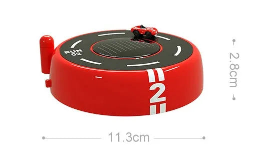 Round black solar-powered car perfume diffuser with USB port on a car dashboard.