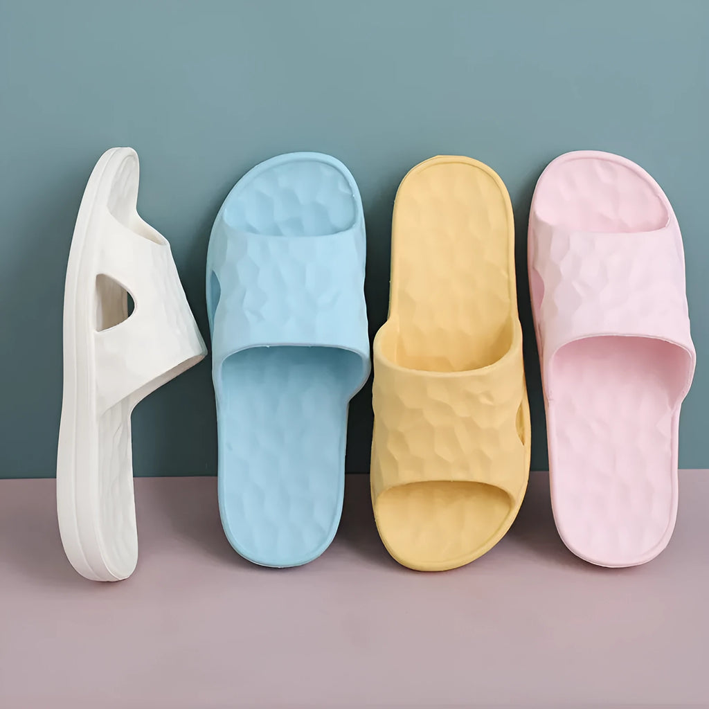 Geometric EVA flip-flop slippers in candy colours for women and men, anti-skid sole for bathroom use