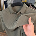 Black thin ice silk T-shirt with a rhombus pattern, short sleeves, and a side slit hem detail.