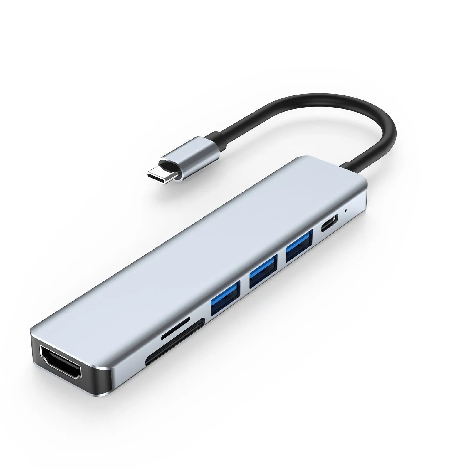 USB expander with Type-C connection and seven USB ports on 0.145 metre cable