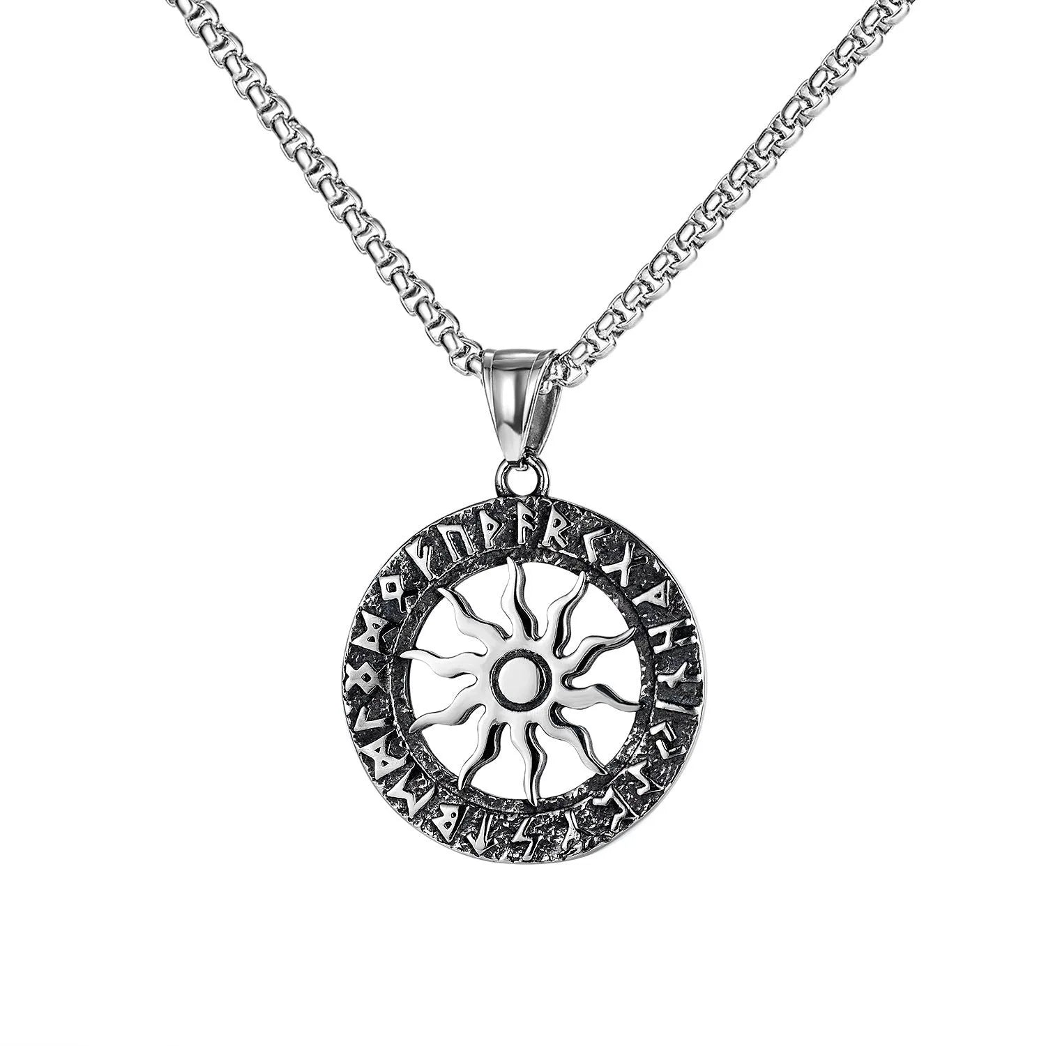 Men's silver stainless steel necklace with alloy skull pendant and matching chain