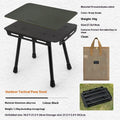 CLS aluminium folding camping stool in army green, shown extended as a seat and converted into a small table.