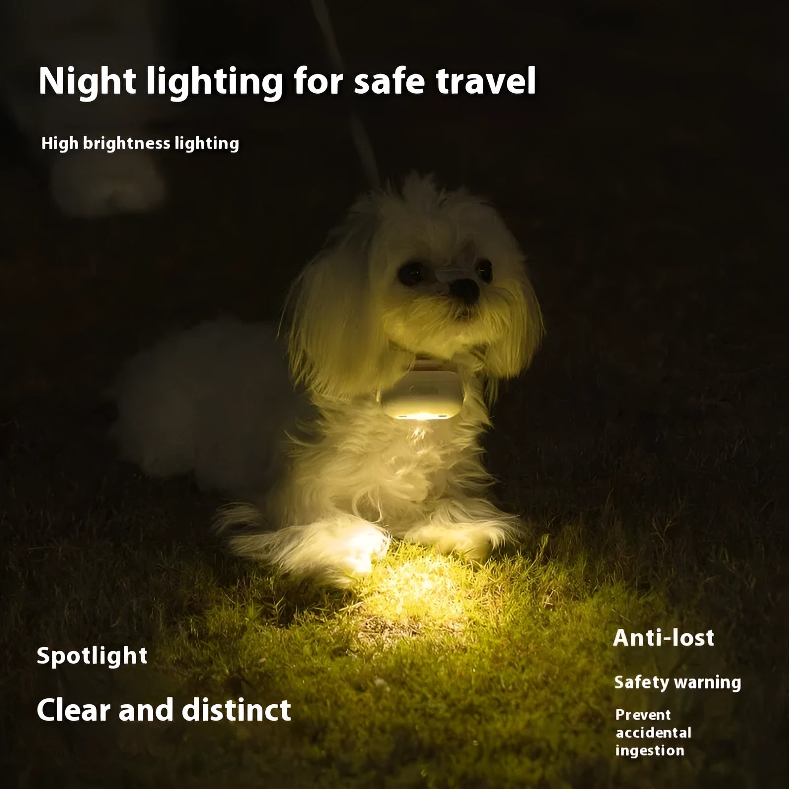 Adjustable pet luminous dog collar with hanging lamp ring in four colour and pattern options