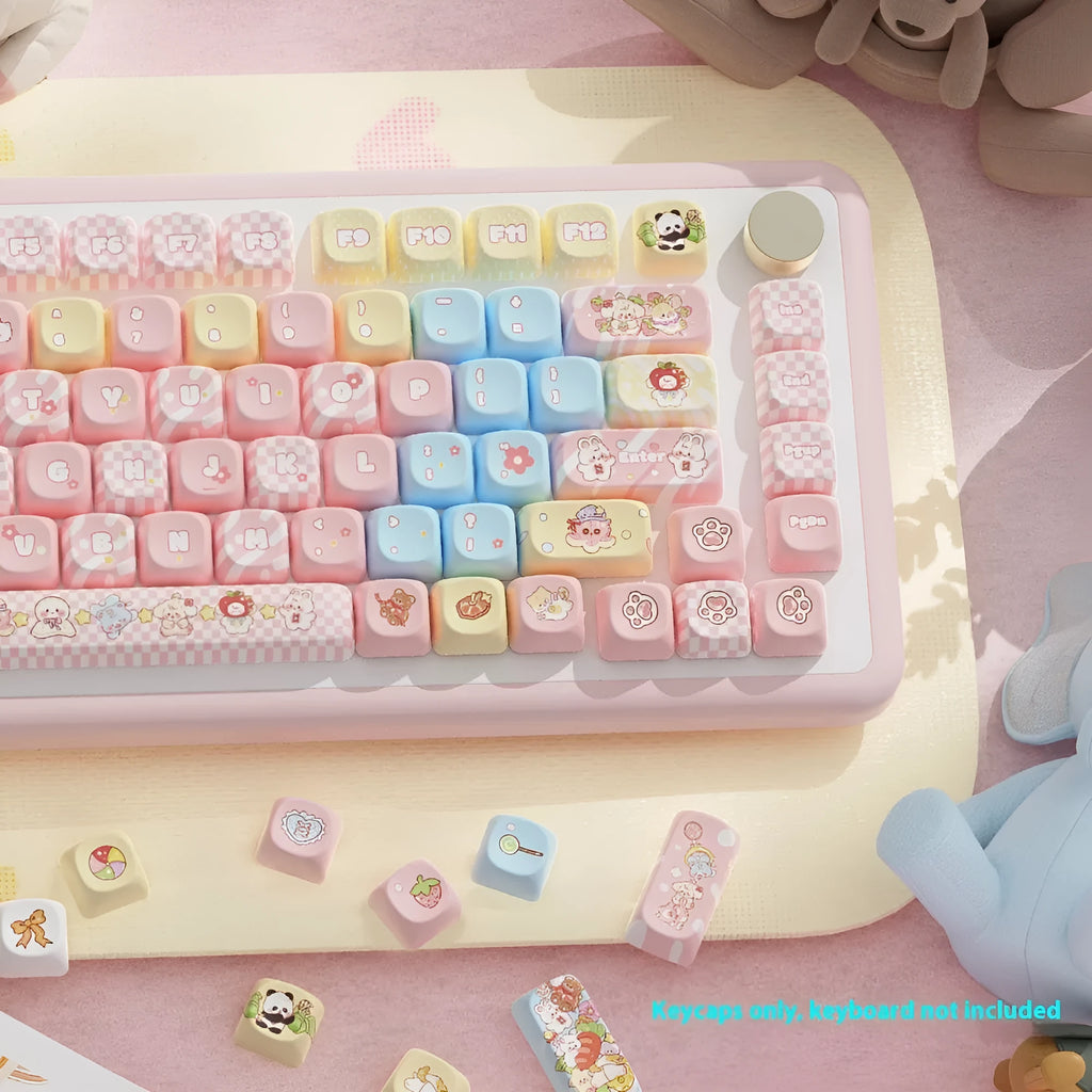 Clip doll anime design mechanical keyboard keycap set with colourful sublimation printing on PBT plastic