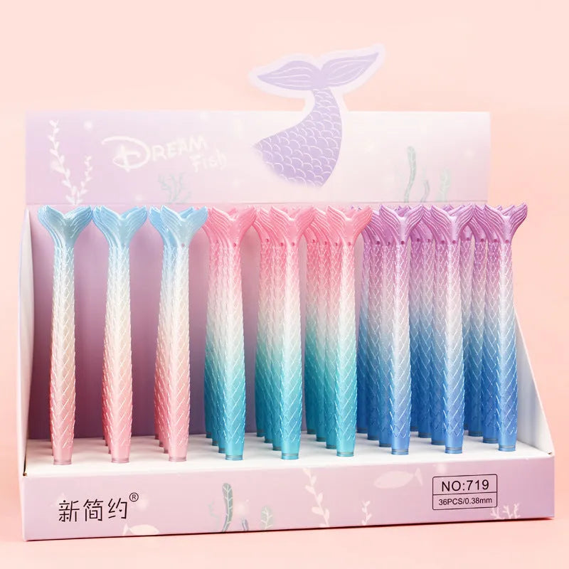 Cartoon mermaid themed pen with 0.38mm fine writing tip and plastic shell