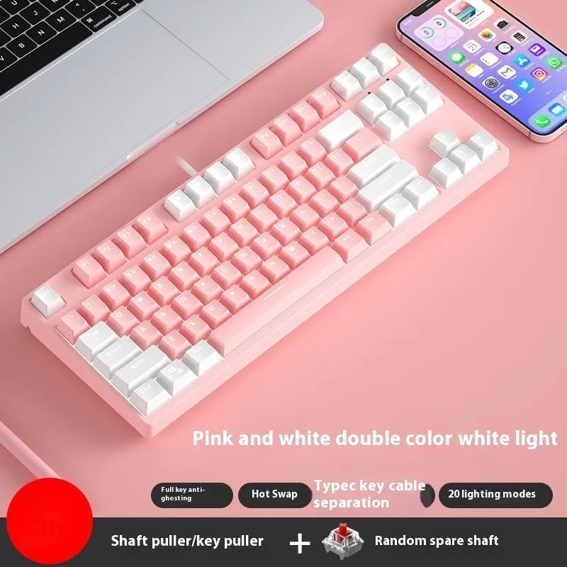 87-key mechanical gaming keyboard with colourful keycaps and metal chassis