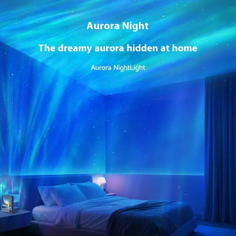 Aurora Treasure Box atmosphere projection lamp projecting star sea whale light pattern with Bluetooth speaker