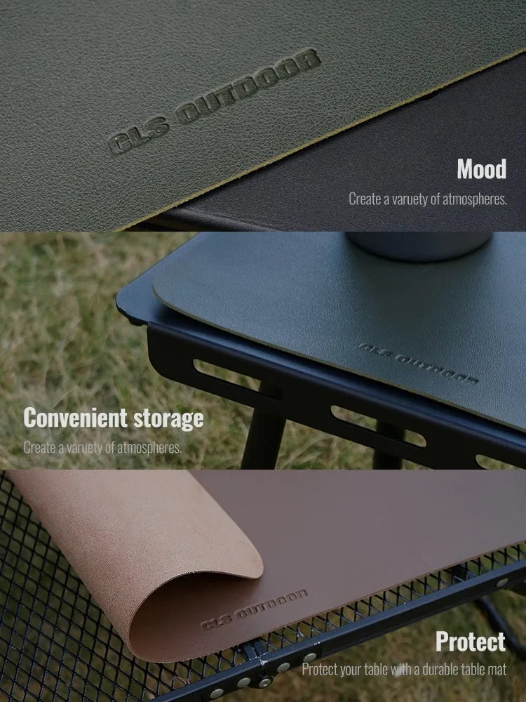 Waterproof PU table mat in beige, large size 56x33cm, with flocked backing, on a dining table