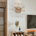 35cm square transparent wooden frame wall clock with modern design