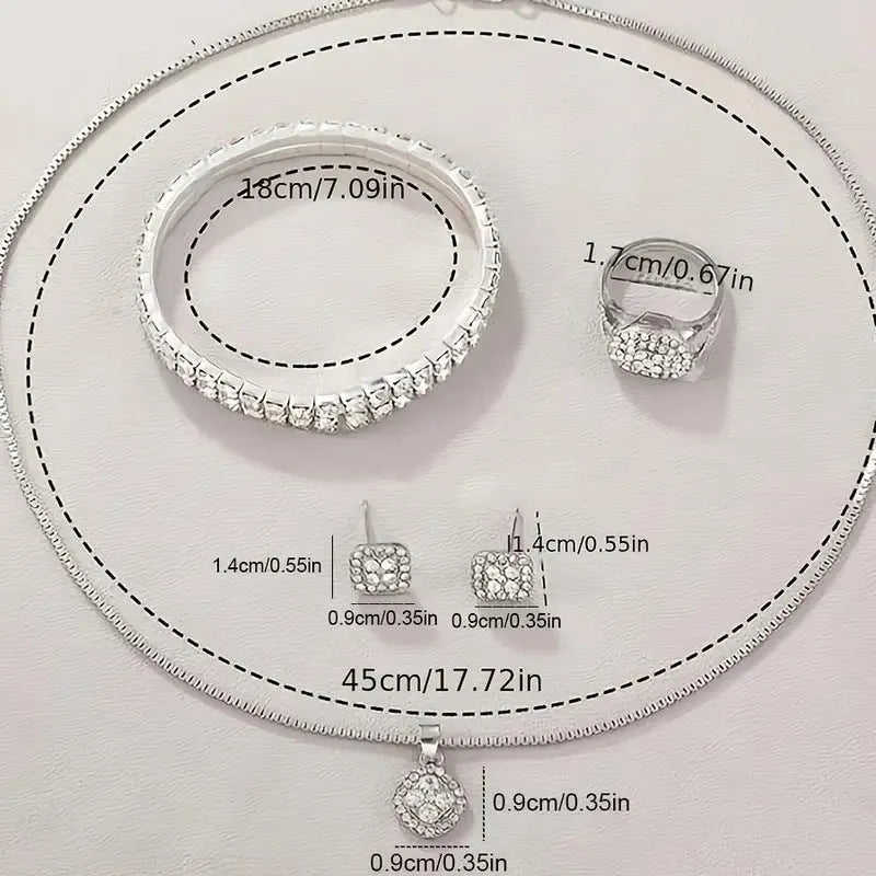 Women's Diamond Fashion Roman Quartz Watch five-piece set with alloy strap and round dial