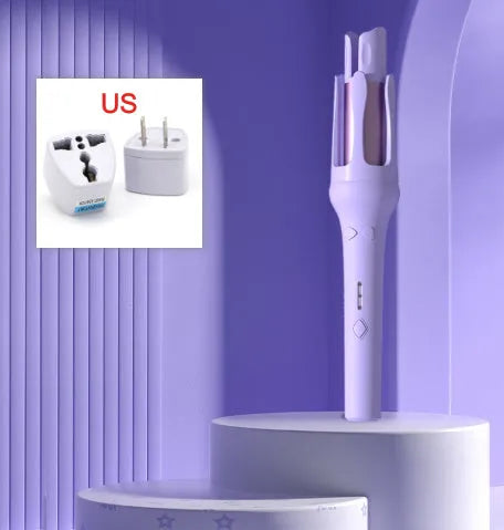 White automatic hair curler with 32mm ceramic barrel on a countertop.