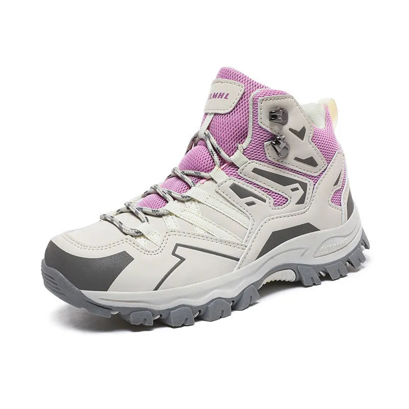 Low-top lace-up hiking sneaker with flannel upper and natural rubber sole