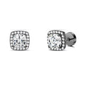 Women's diamond square bag earrings in stainless steel, 8mm geometric shape, electroplated finish, steel colour