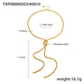 Gold knotted tassel snake chain long necklace with matching titanium steel earrings set