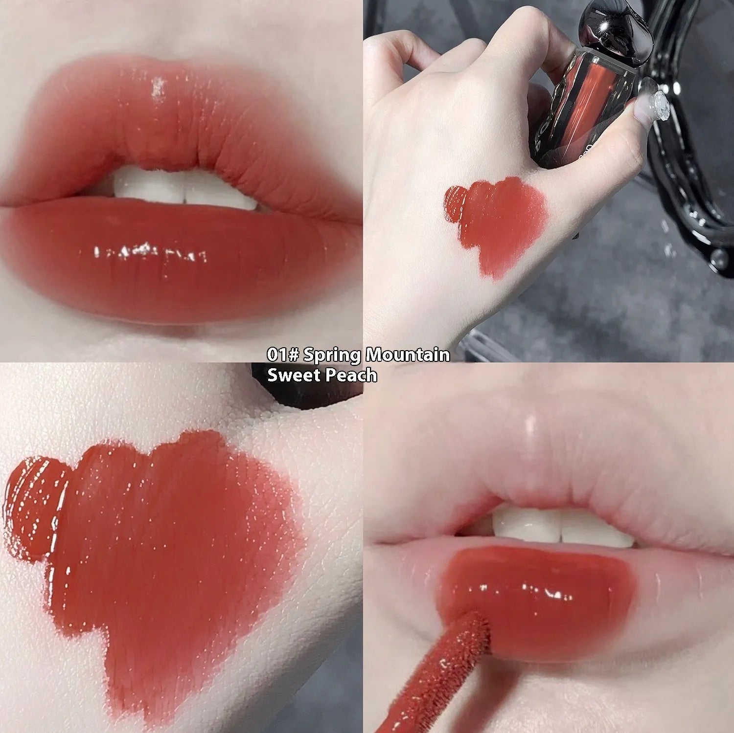 Glacier Lava Lip Lacquer cosmetic product in water-light mirror finish with seven shade number options