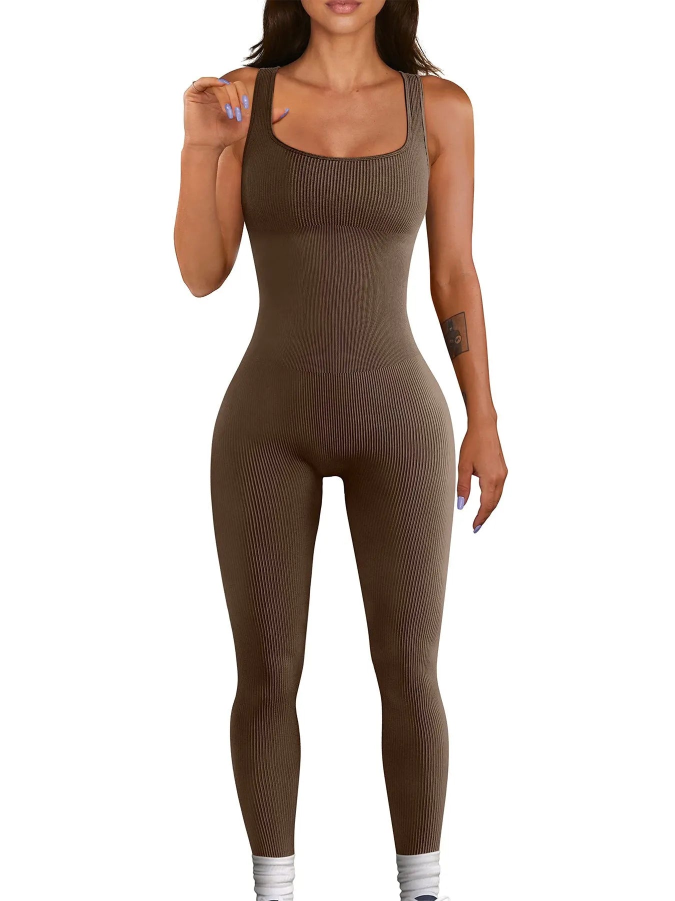 Women's spandex suspender tank top tights with waist design and long sleeves in multiple colour options