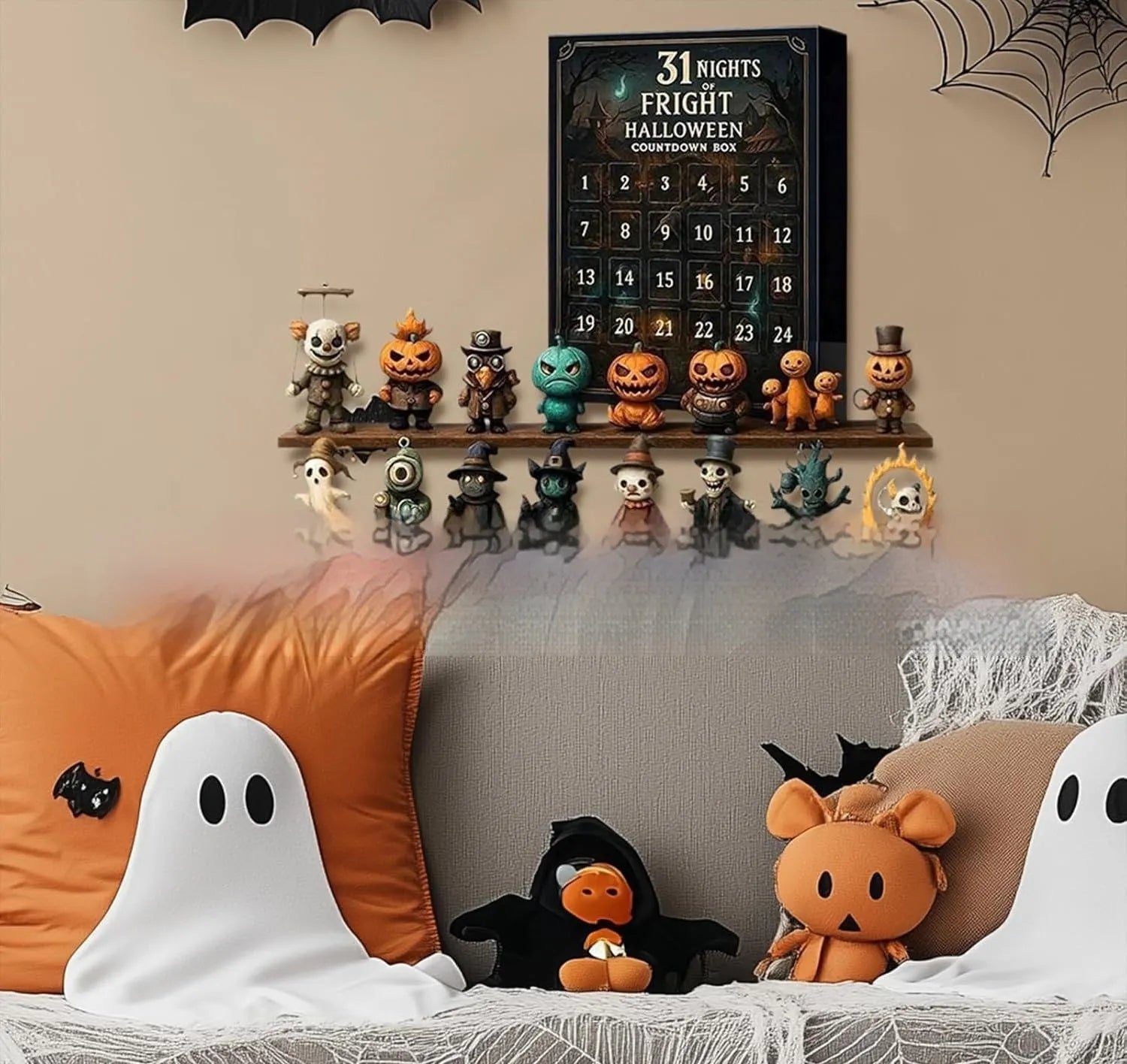 Halloween horror doll advent calendar countdown box in plastic and resin.