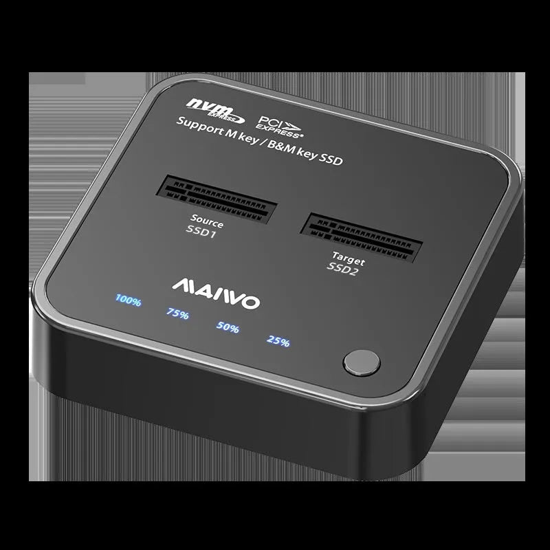 MAIWO K3016 M.2 solid state drive dock with data cables and power adapter for SATA and NVMe SSD copying