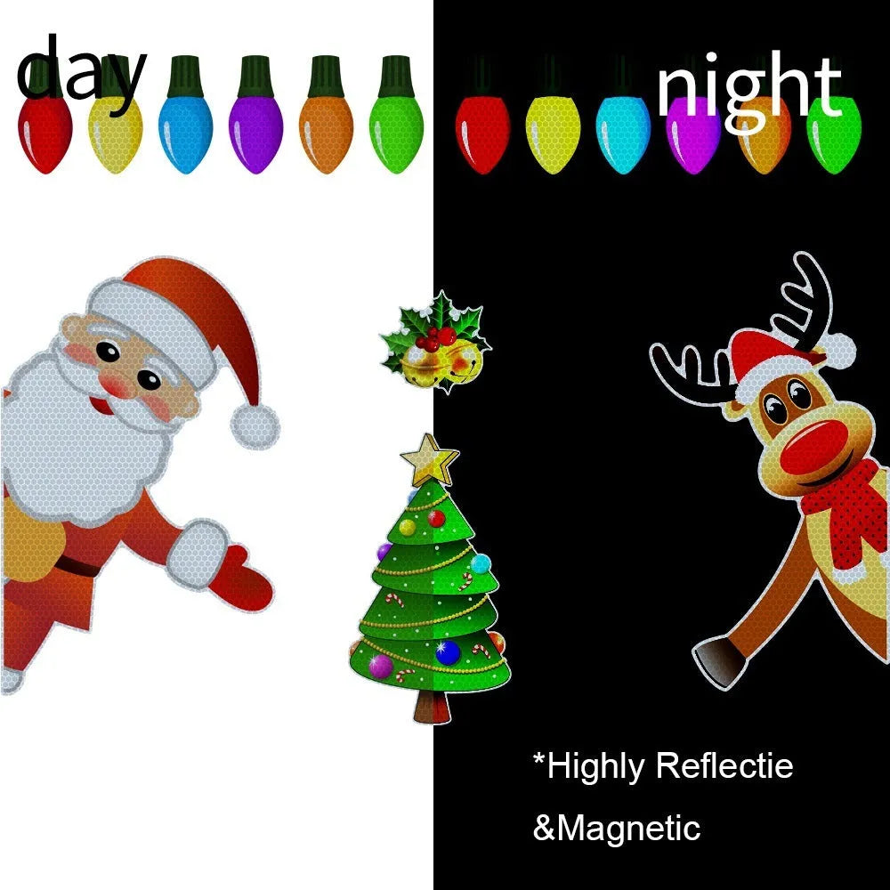 Christmas elk cartoon design magnetic car decoration sticker with reflective elements
