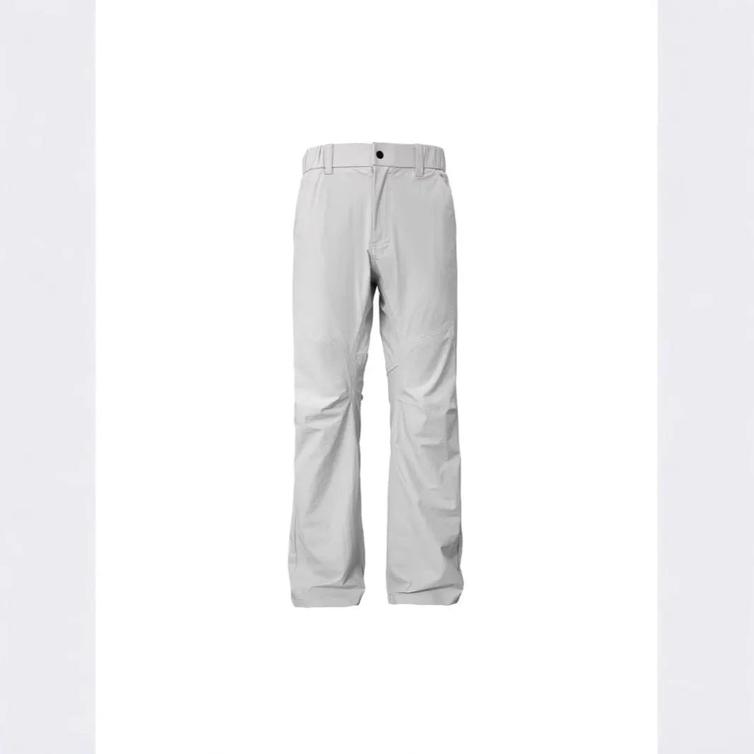 Men's Army Green casual trousers with 3D three-dimensional cutting and a deconstructing design detail on the leg.