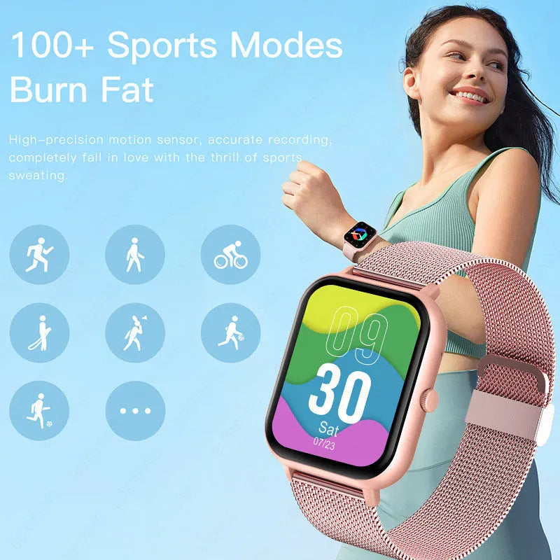 ZL54C smart watch with AMOLED display on wrist, showing health metrics interface
