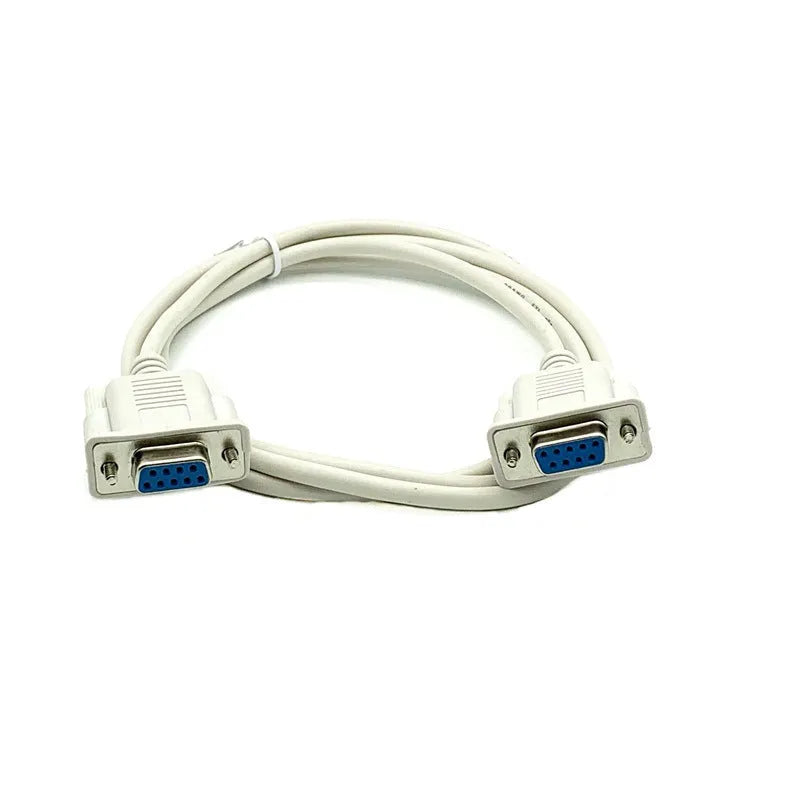 Female to female RS232 serial port cable with DB9 connectors in milky white colour, 1.5 metres long