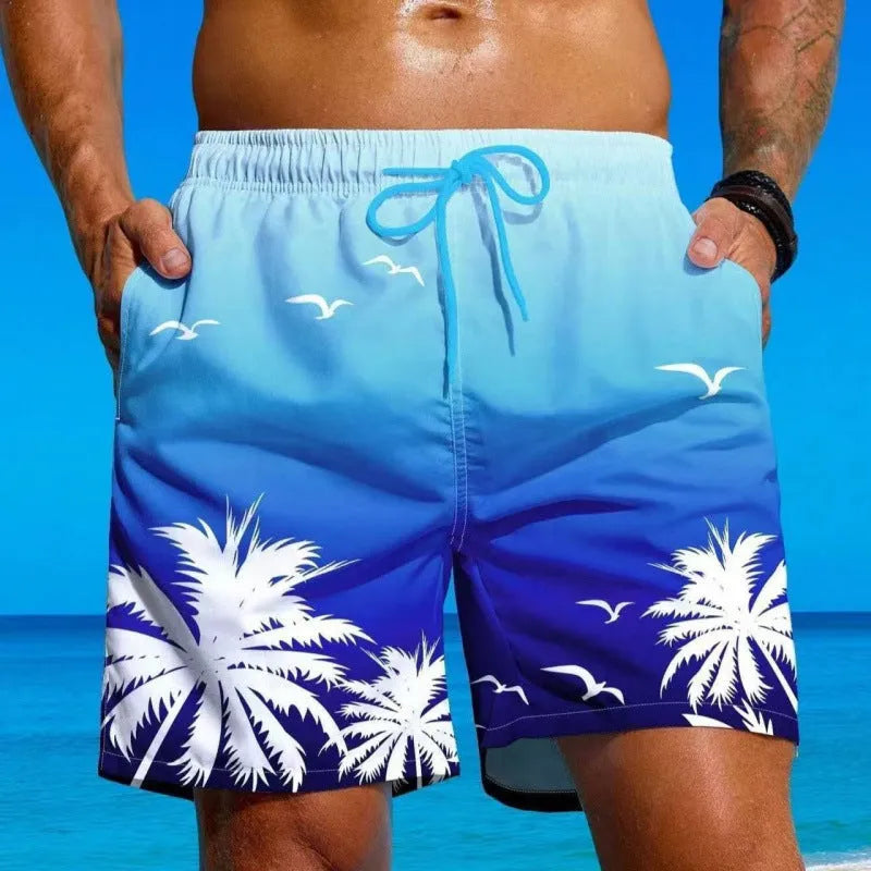 Men's ethnic style swimming trunks in polyester with loose board shorts design