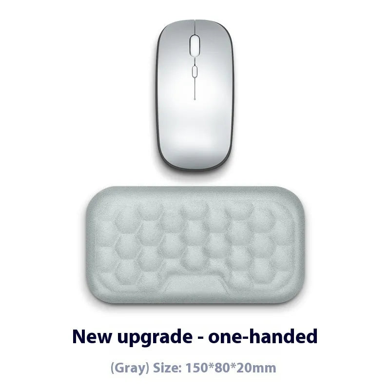 Memory foam computer wrist rest with silicone base in grey cloth cover style